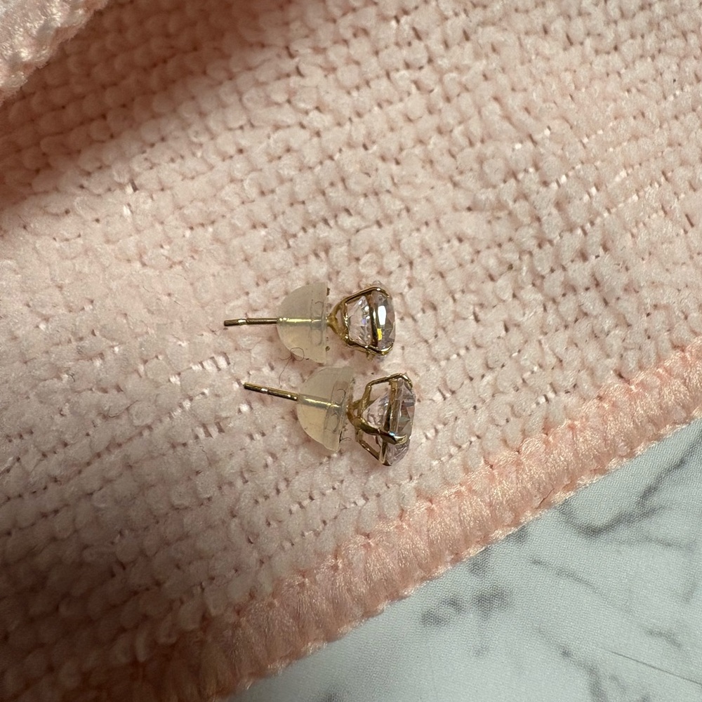 Cubic Zirconia Dainty 14k Gold Earrings - Picture 2 of 3